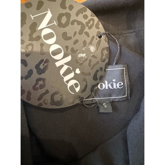 NOOKIE bodycon black Athena Off Shoulder Halter Midi Dress size S - Picture 12 of 13